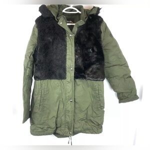 Sam Edelman Women’s Green Faux Fur Hooded Coat Size L